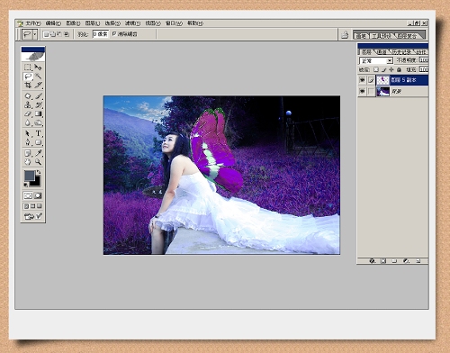 Photoshop处理艺术照片风流个性蝴蝶美女