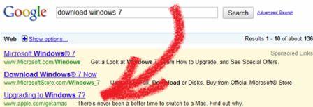 苹果购买Windows 7关键词，打击微软Win7