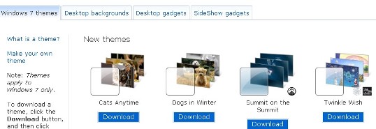 微软Windows 7英文官方主页新增四款主题