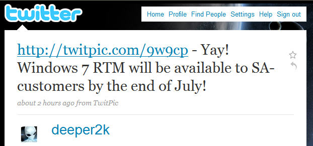 微软Windows 7 RTM 本月底将首先交付商业客户使用