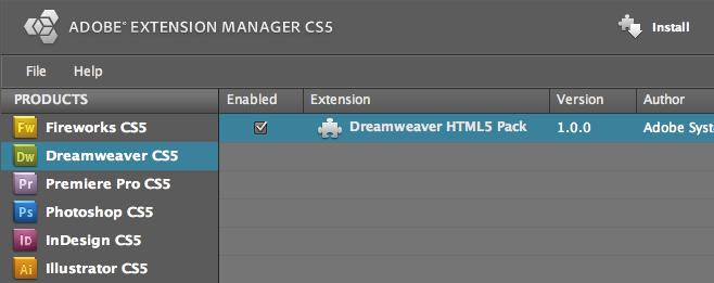Adobe推出 Dreamweaver CS5 的 HTML5 扩展包