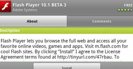 Android版Flash 10.1 Beta 3发布