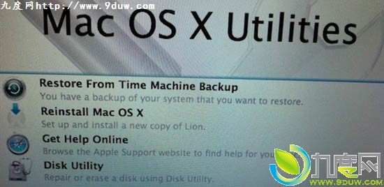 苹果Mac OS X Lion系统自带恢复分区