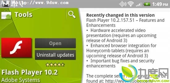 Android版Adboe Flash Player 10.2.157.51更新