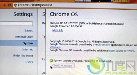 谷歌ChromeOS系统测试版升级到R12 内置Flash和Chrome 12 Beta浏览器