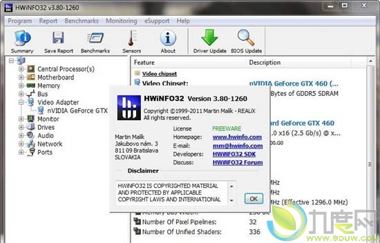 硬件识别工具HWiNFO32 v3.80更新:AMD“推土机”架构FX系列处理器，以及NVIDIA近期推出的新卡GeForce GTX 560/GT 545，移动显卡GTX 560M/410M