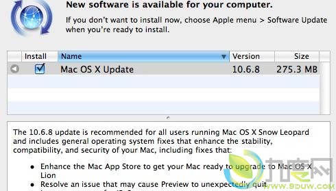 苹果放出Mac OS X 10.6.8升级包：增强Mac App Store