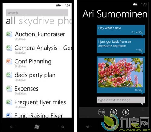 微软展示Windows Phone 7 SkyDrive功能