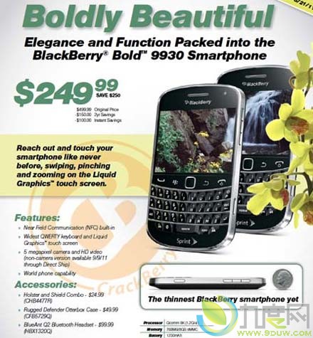 黑莓Bold 9930智能手机正式开售
