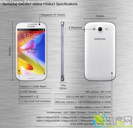 三星发布两款5寸双核廉价新机Galaxy Grand以及其双卡版本Galaxy Grand Duos