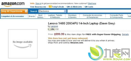 联想Y480开始预订:Ivy Bridge平台i7-3610QM四核处理器和NVIDIA GT630M独显
