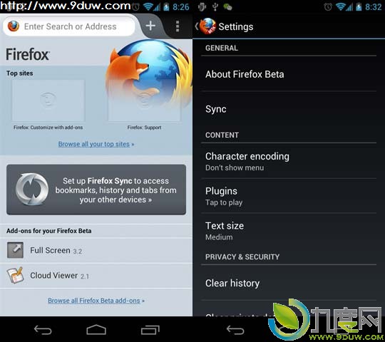 最新Firefox beta版 for Android 