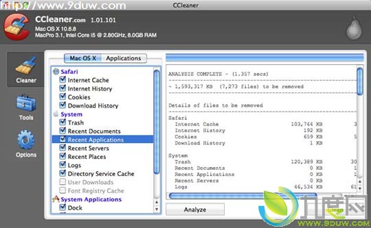 Mac版CCleaner 1.04.148版发布:支持10.8版本的OS X Mountain Lion