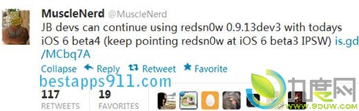 越狱工具红雪RedSn0w 0.9.13dev3依然对iOS 6 Beta 4越狱有效