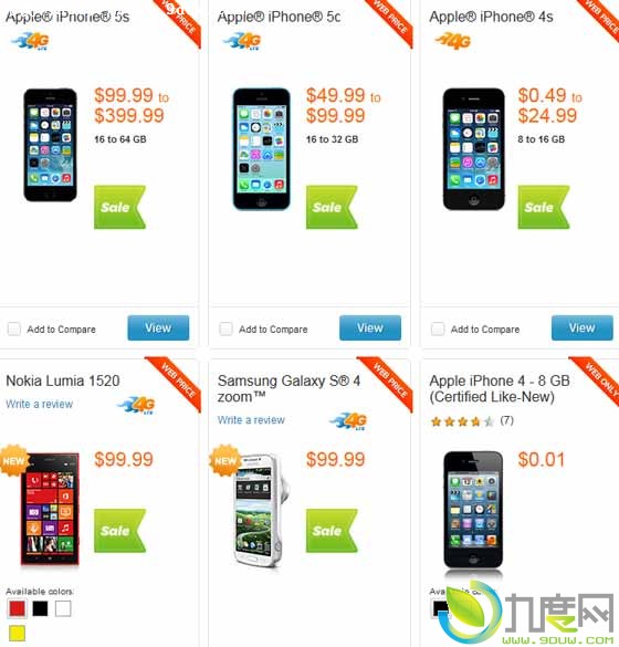 iPhone 5s/5c/4s美国版半价促销