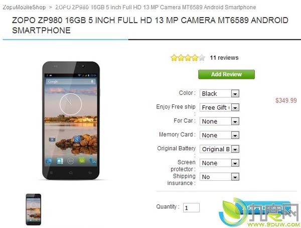阿里5寸1080p四核旗舰手机海外版ZP980开卖:售价349.99美元