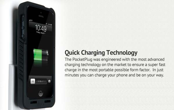 全球首款直接iPhone充电外壳PocketPlug来了！适用于iPhone 4/4S的PocketPlug售价59.95美元（约合370元人民币），而适用于iPhone 5的PocketPlug则要价69.95美元（约合430元人民币）