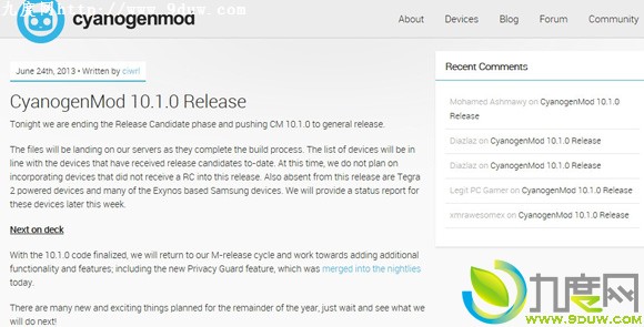 CyanogenMod 10.1正式版发布