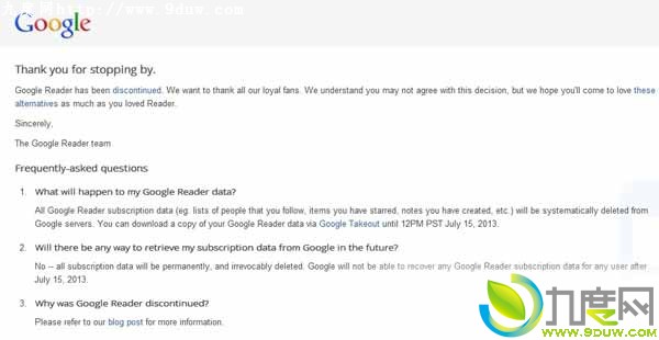 Google Reader服务正式关闭