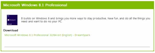 微软通过DreamSpark免费提供Win8.1专业版RTM下载 