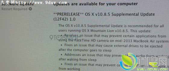 OS X Mountain Lion 10.8.5补丁：修正Airs, USB, HDMI等问题