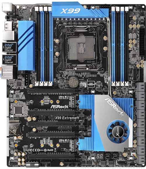 华擎发布高达18个SATA3接口两个M.2 X99主板“X99 Extreme11”