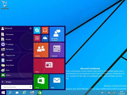 Windows 9最新截图泄露：开始菜单回归