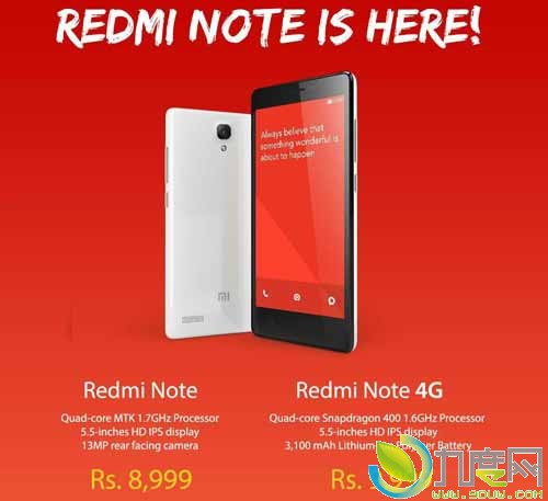 红米Note/红米Note 4G增强版登录印度:890元起
