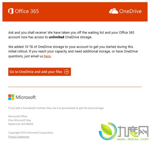 微软宣布Office 365会员都将免费享受无限容量空间