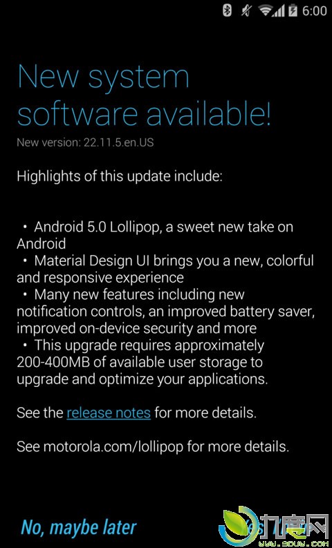 摩托罗拉Moto X率先获Android 5.0升级