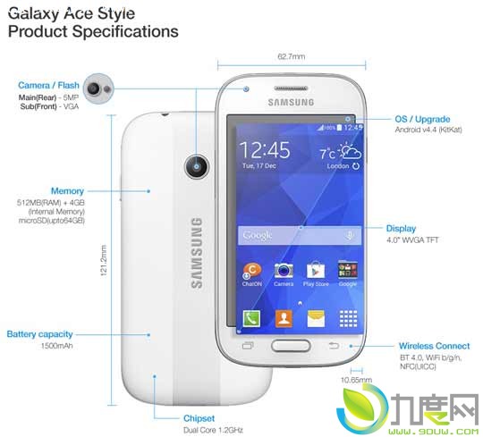 三星发布新款入门Android 4.4手机Galaxy ACE style
