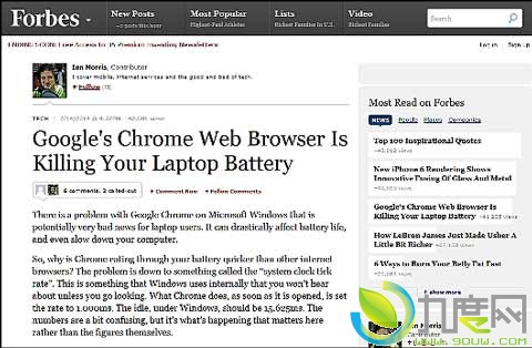 Windows版Chrome将导致笔记本电脑电池续航减少25%