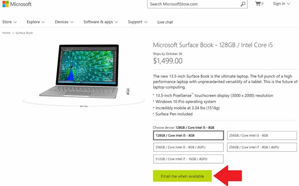 微软宣布Surface Book已全线售罄！