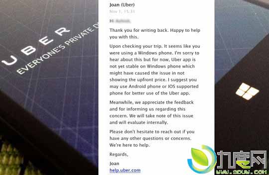 WP躺头中枪！Uber客户端无法使用：请更换系统