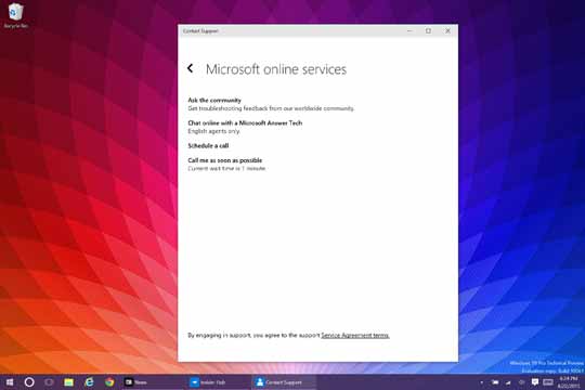 Win10新增Contact Support服务 修复PC遇到问题