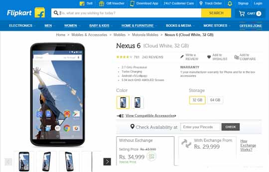 Nexus 6印度版也降价了！