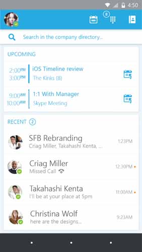 微软发布Android和iOS平台版Skype for Business