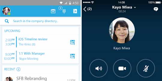 微软发布Android和iOS平台版Skype for Business