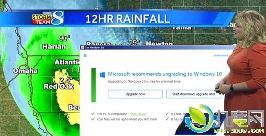 正直播天气预报！屏幕突然弹出Windows 10升级提示窗口