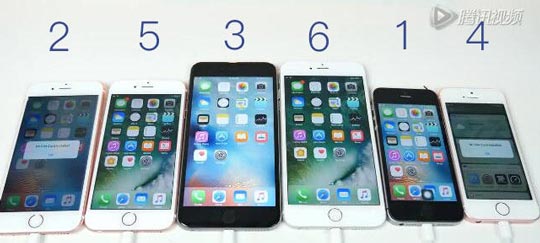 iPhone5/5s/6/6s/6S Plus/SE运行iOS9/10体验对比