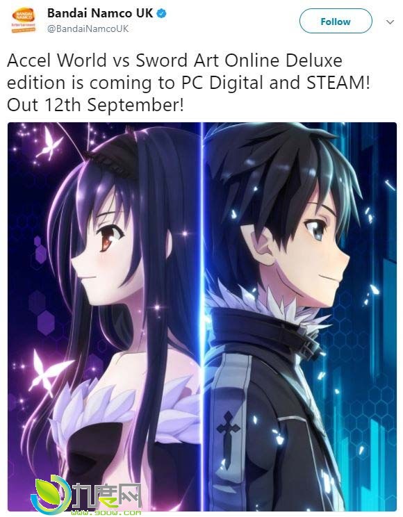 《加速世界vs刀剑神域》9月12号登陆Steam平台