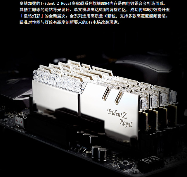 芝奇Trident Z Royal皇家戟系列DDR4 16G内存套件开卖:1599元