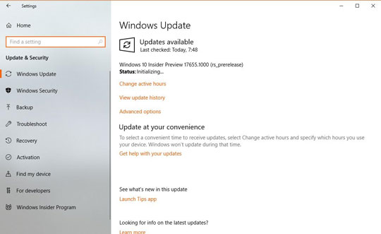 Windows 10 Build 17655推送：20年来首次更新网络底层框架