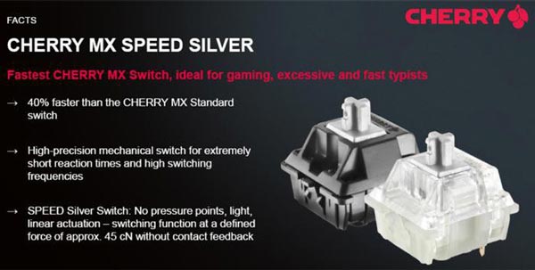 Cherry发布全新MX Speed银轴键！比红轴快40%