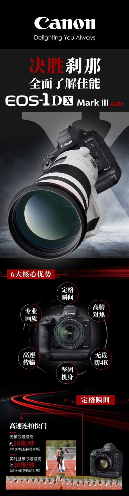 佳能发布专业领域摄影新旗舰单反EOS-1D X Mark III：无裁切4K视频录制