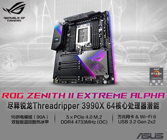 配套64核心128线程撕裂者3990X：华硕连发三款全新TRX40主板