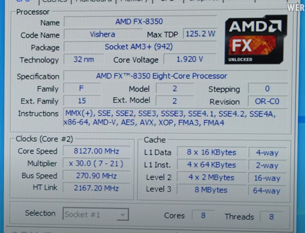 惊曝！AMD推土机FX-8350超频至8.1GHz！却不敌3.6GHz锐龙