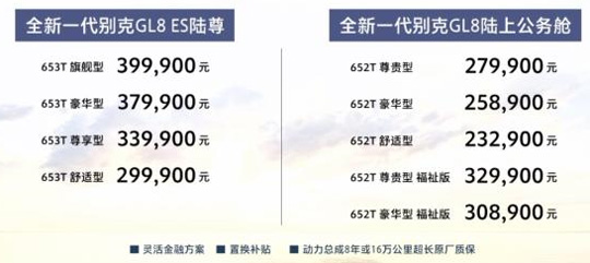 27.99万起！新款别克GL8 ES陆尊/GL8陆上公务舱正式上市