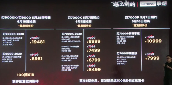 联想发布刃9000K/刃7000游戏台式机:酷睿i9-10900K十核5.3GHz处理器、64GB内存、RTX 2080 Super显卡