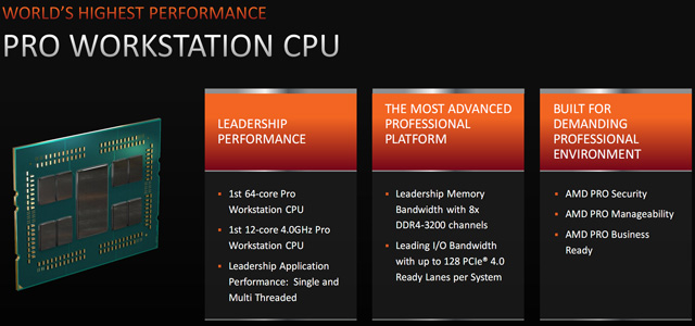 AMD发布全新锐龙线程撕裂者PRO(Ryzen ThreadRipper PRO)处理器：64核心128线程